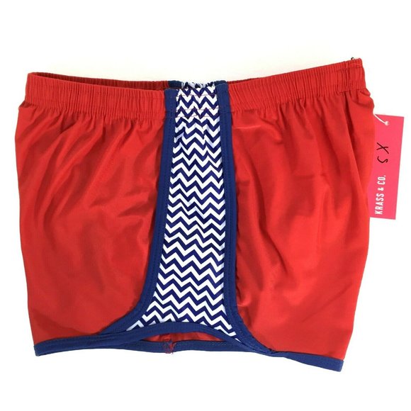 Krass & Co Making Waves Athletic Shorts Size XS Red Blue White - Picture 1 of 5